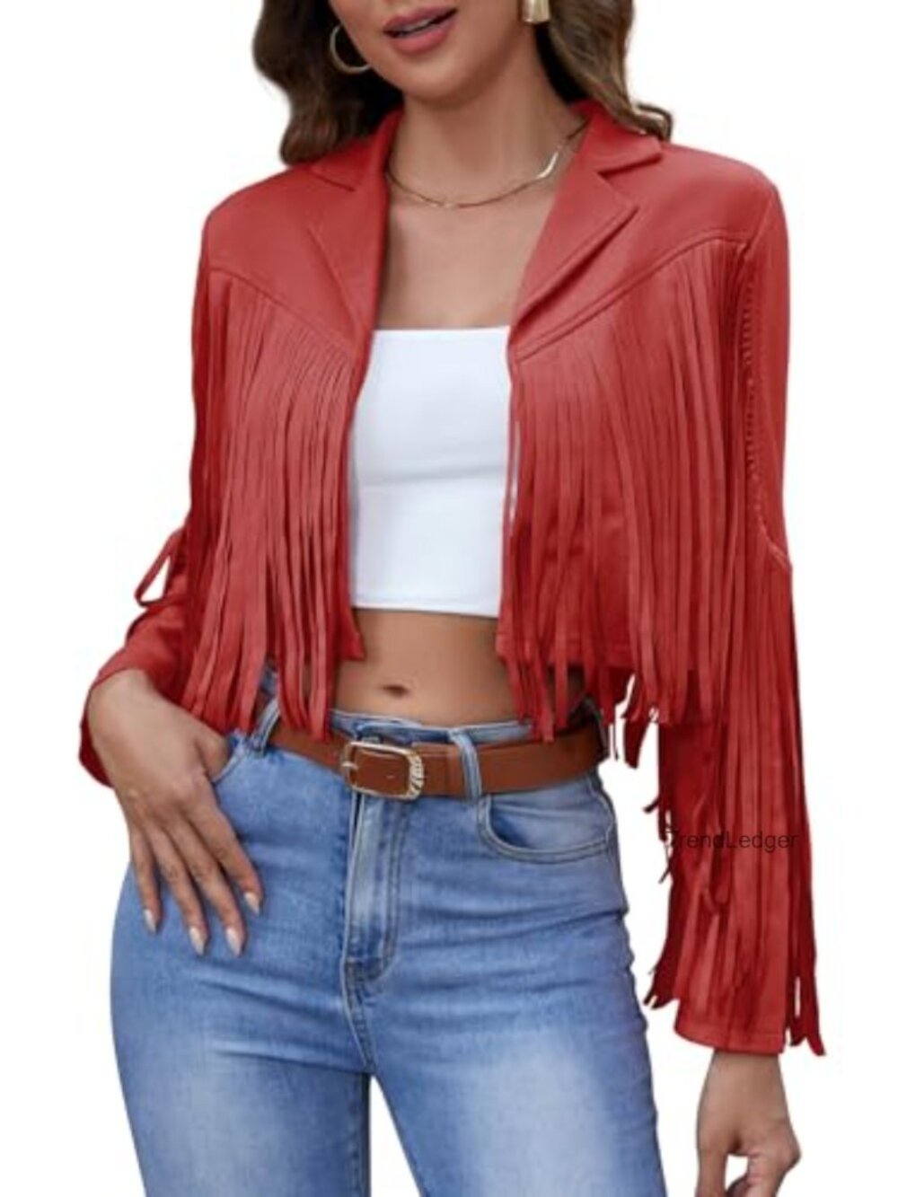 Faux Leather Fringe Cropped Motorcycle Jacket